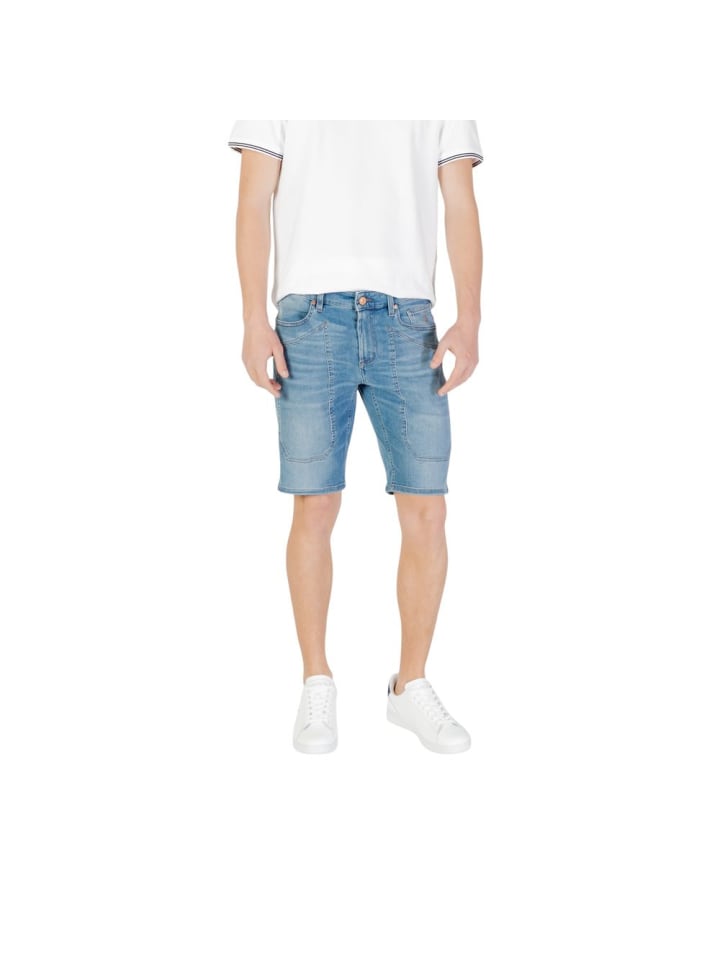 Blau Hellblau Baumwolle Bermudashorts