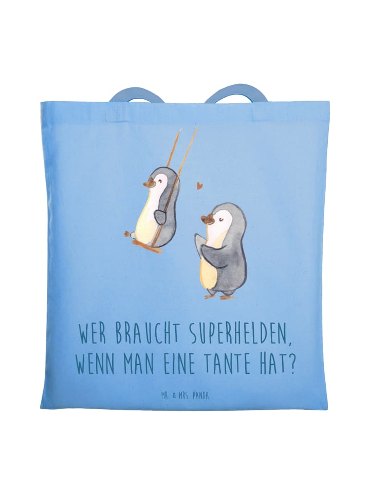 Jutetasche Lieblings-Tante mit Spruch in Sky Blue