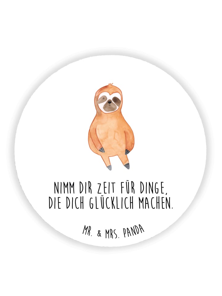 Magnet Faultier Zufrieden mit Spruch in Weiß