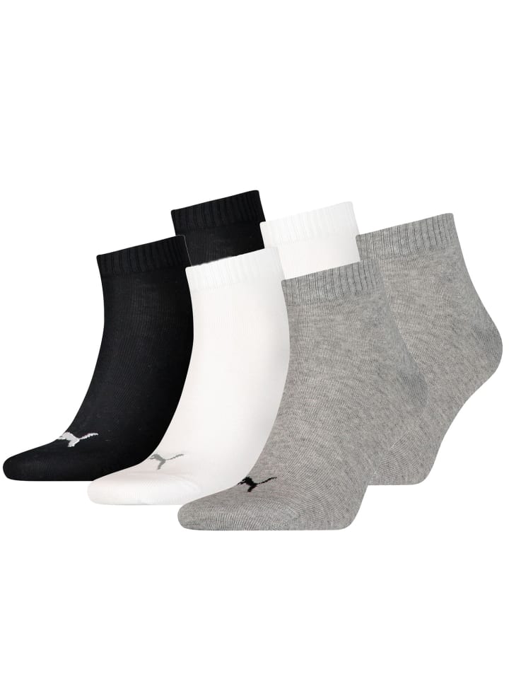 Socken PUMA UNISEX QUARTER PLAIN 3P in 882 - grey/white/black