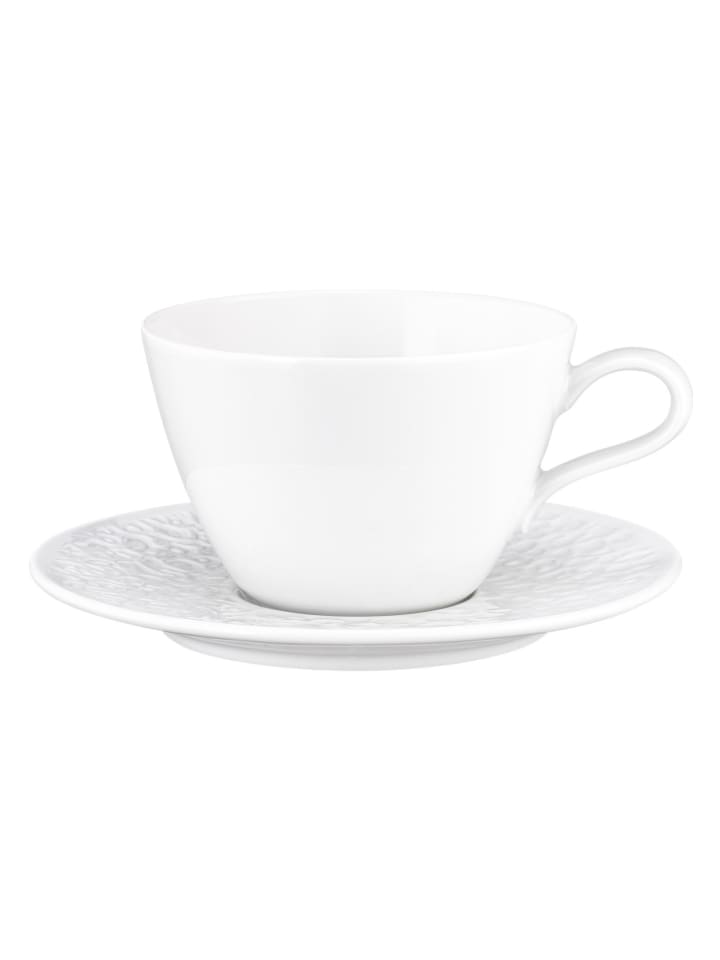 Milchkaffeetasse mit Untertasse Nori Home in Weiß 370 ml