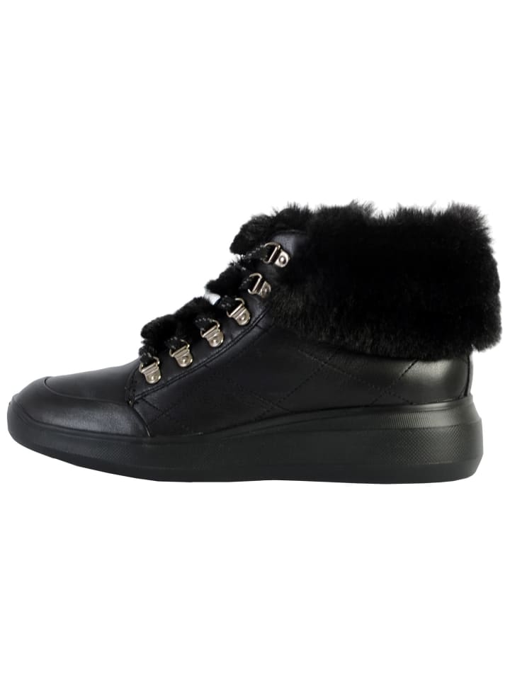 High-Top-Sneaker D Rubidia C – Nappa + Kunstfell Schwarz