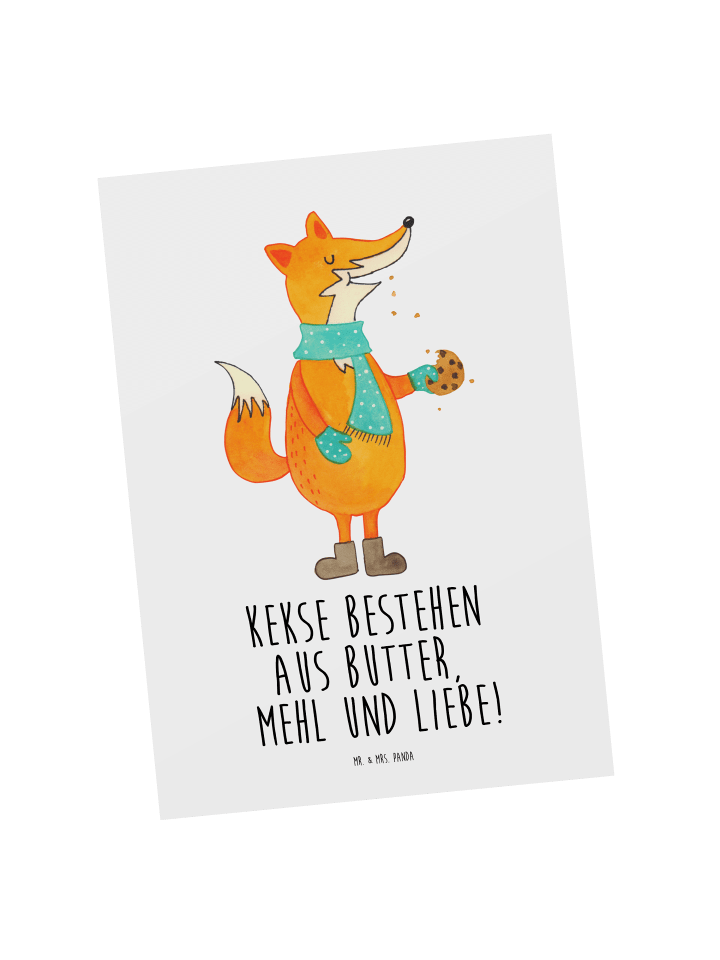 Postkarte Fuchs Keks mit Spruch in Weiß