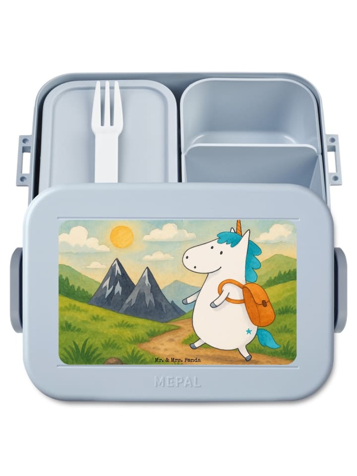 Lunch Box Einhorn Bergsteiger Design ohne Spruch in Blau Pastell