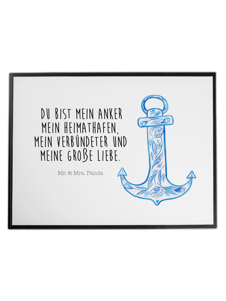 Schreibtischunterlage Anker Blau mit Spruch in Weiß