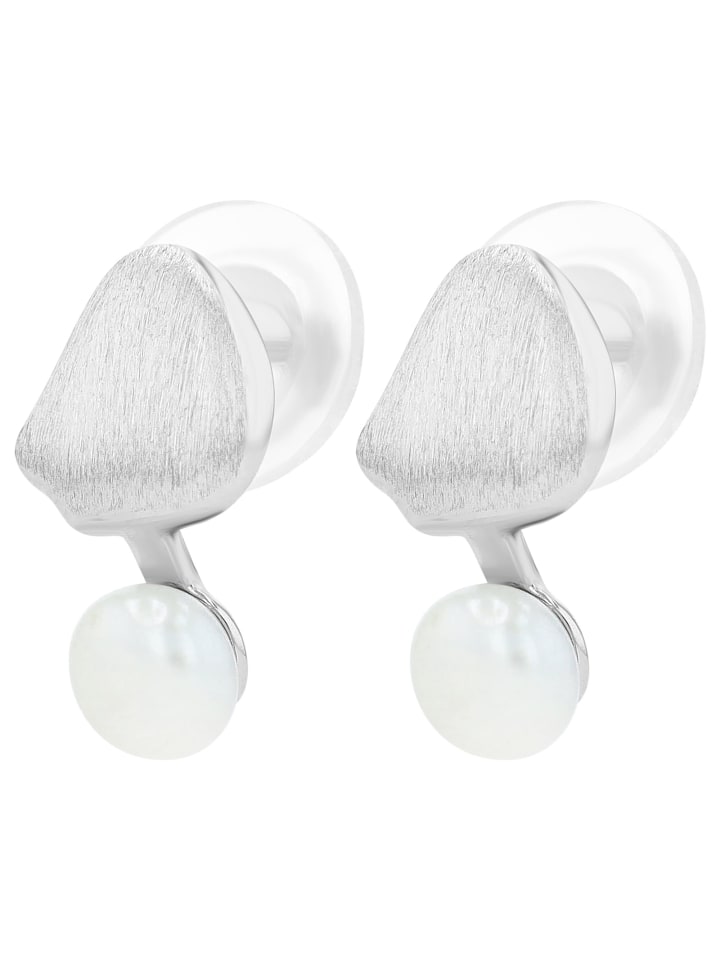 Damen Ohrringe – Ohrstecker aus 925 Silber mit Süßwasserperle in silber