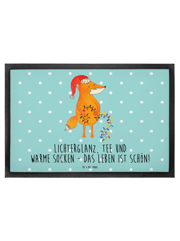 Fußmatte Fuchs Weihnachten mit Spruch in Türkis Pastell