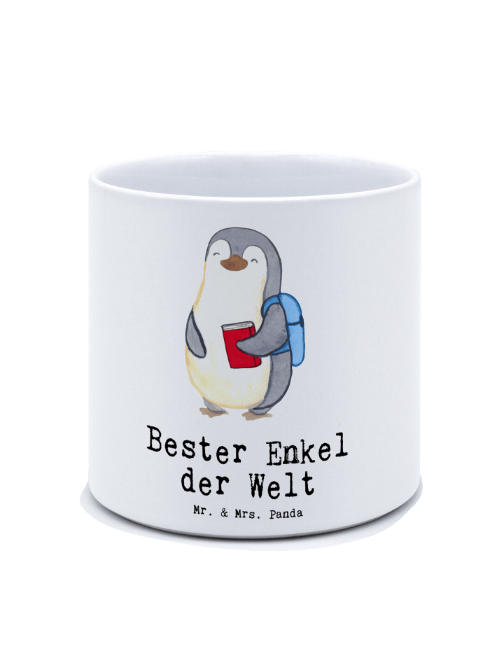 Blumentopf Pinguin Bester Enkel der Welt mit Sp... in Weiß