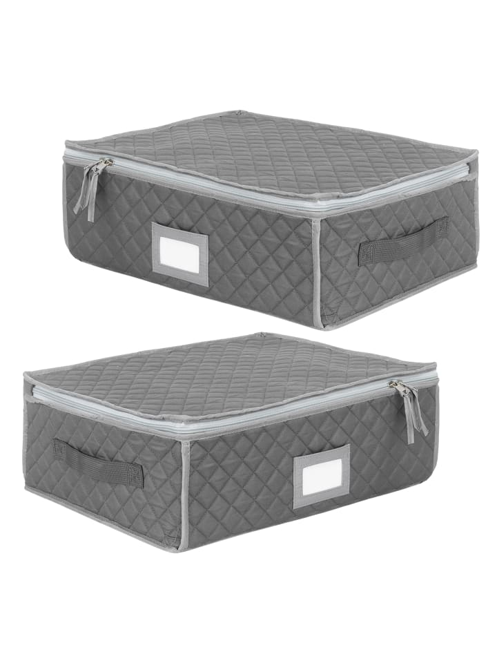 2 x Aufbewahrungsbox für Geschirr "Tassen" in Grau