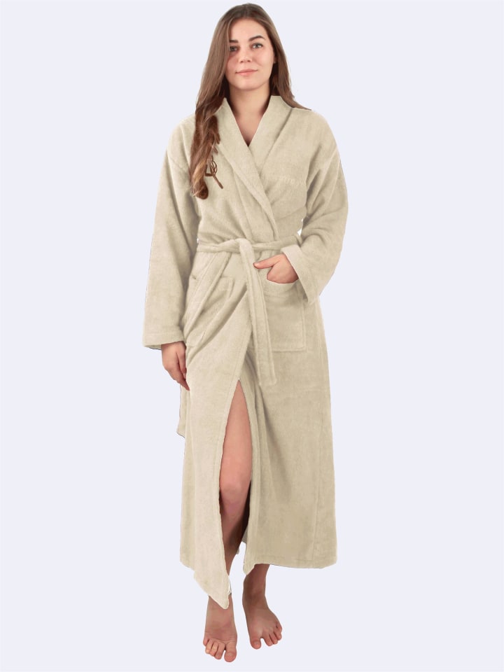 Bademantel aus 100 % Baumwolle Lola in Beige