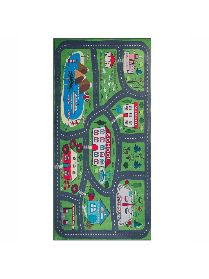 Kinderteppich TUTAK in Grün/Bunt - (W) 80 x (H) 1 x (L) 150 cm