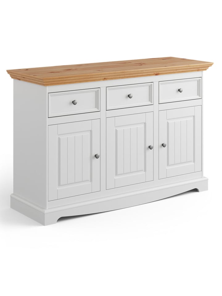Kommode Belluno Elegante Kiefer Natur gebeizt / weiß lackiert 130 / 45 / 85cm