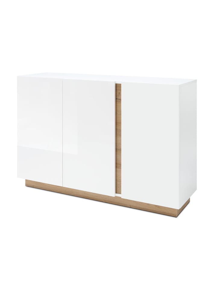 Sideboard Clair weiß Hochglanz / Eiche Grandson 138 / 40 / 91cm