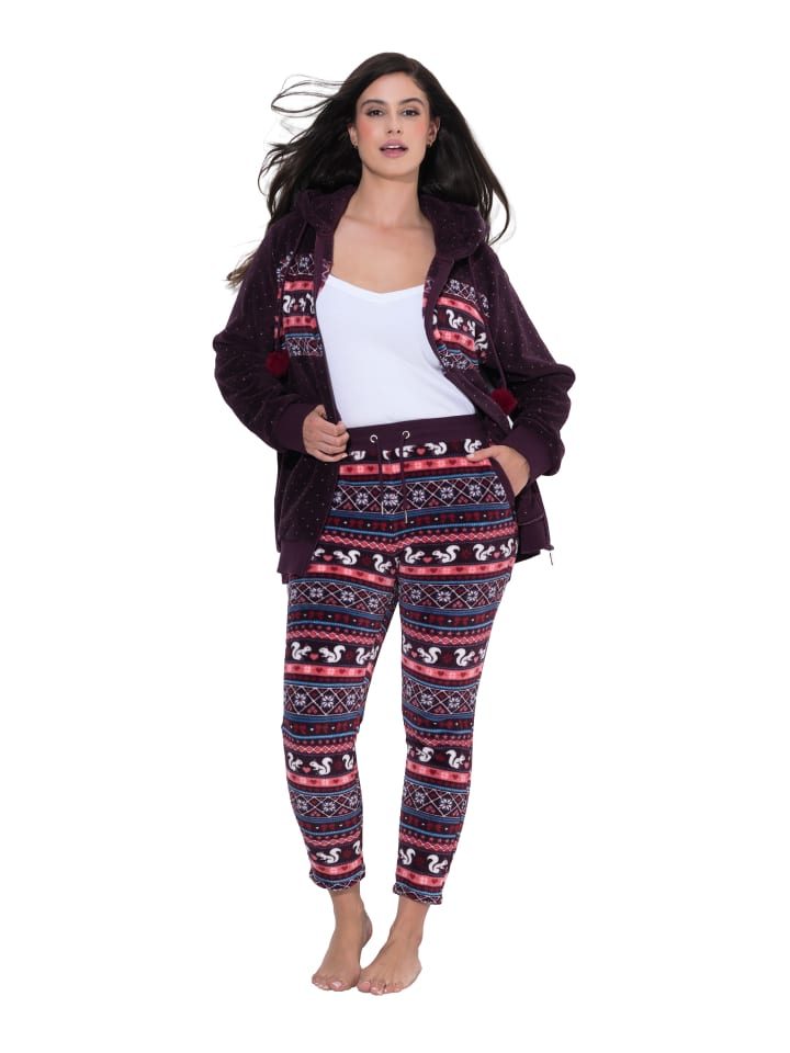 Loungewear Hose in dunkle pflaume