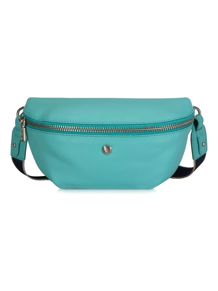 Gürteltasche Leder 20 cm blue