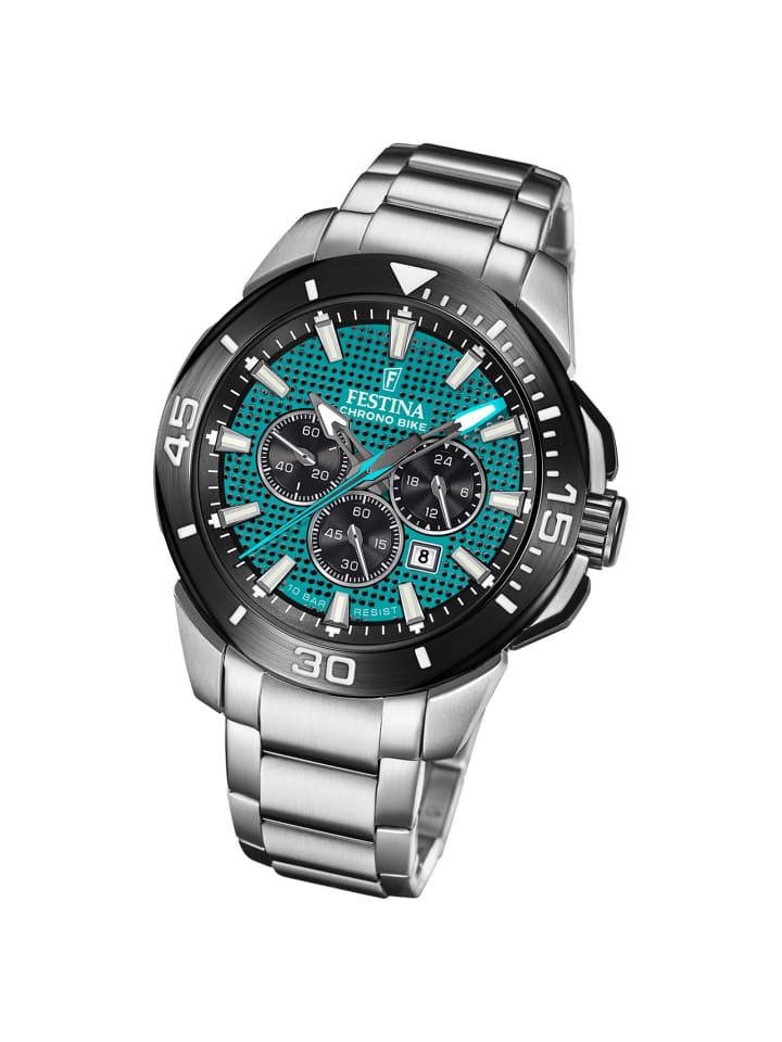 Chronograph-Armbanduhr Festina Chrono Bike silber extra groß (ca. 47mm)