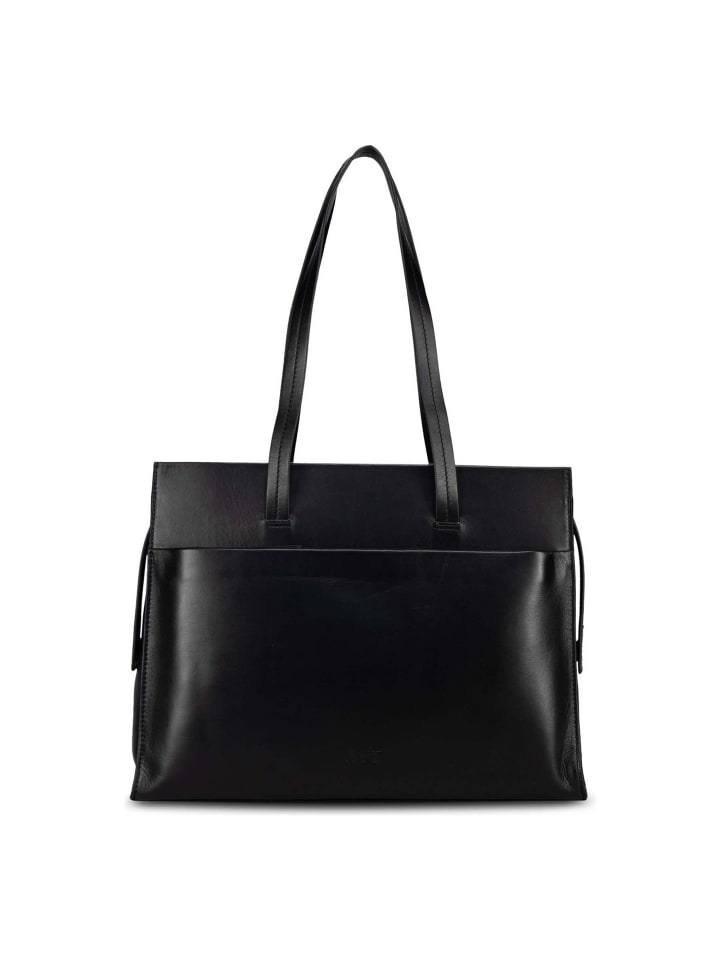 Arva Schultertasche Leder 35 cm black