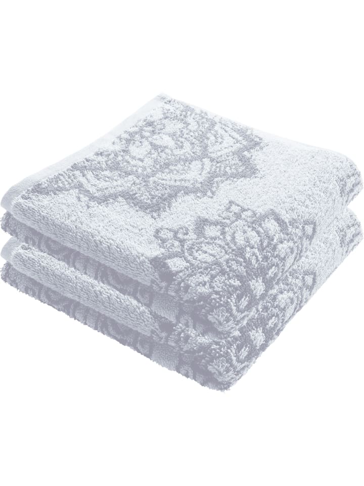 Frottier, Jacquard Duschtuch 2er-Pack Bühl in weiß/silber