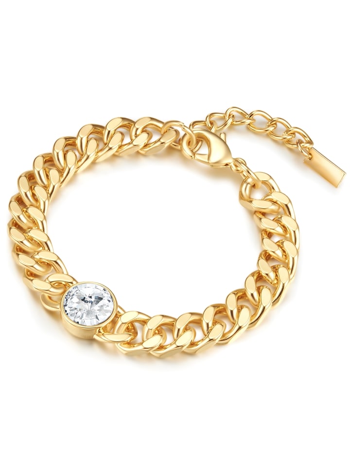Armband aus Metall-Legierung mit Glaskristall in gelbgold
