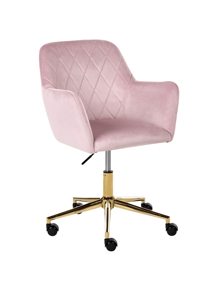Bürostuhl LELORIA in Rosa/Gold - (W) 60 x (H) 83 x (L) 60 cm