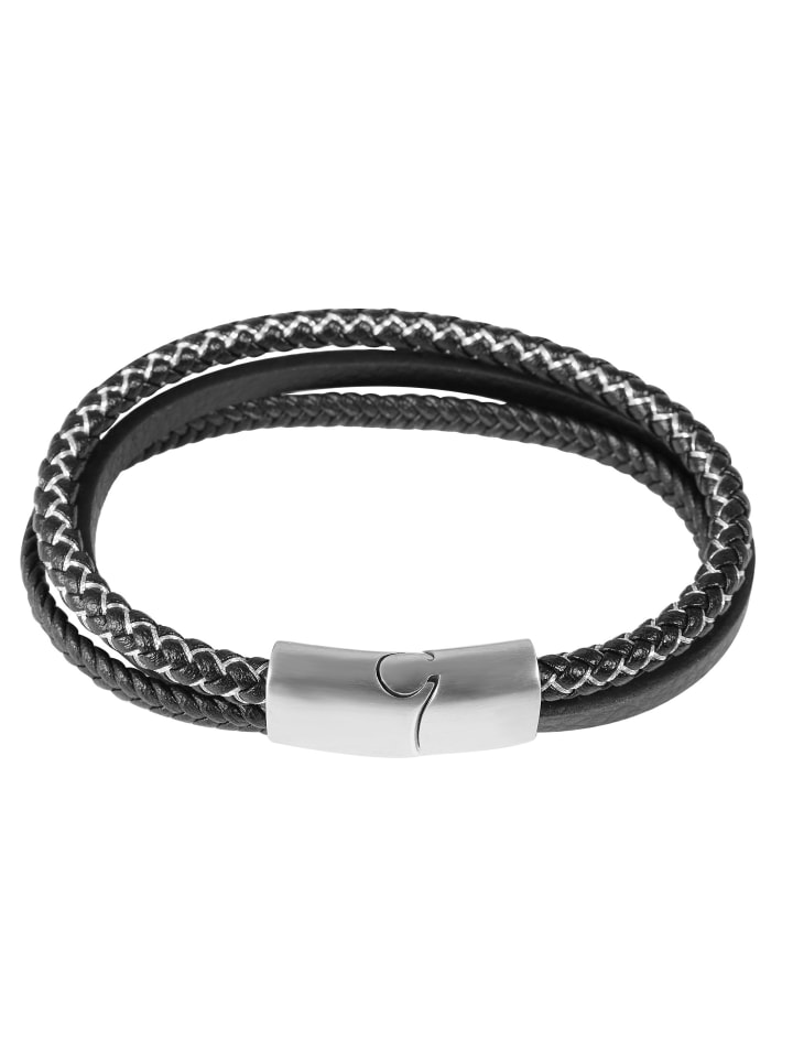 Herren Armband – Lederarmband aus Leder 21 cm in schwarz