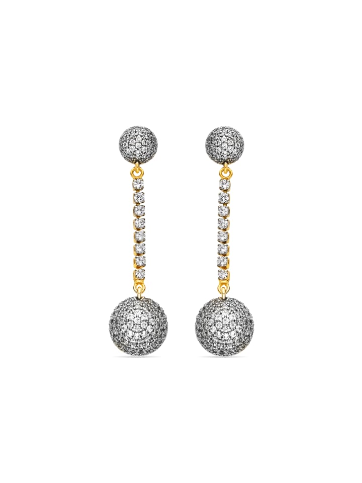 Ohrringe mit funkelnden Zirkonia-Steinen, 18-Karat-Gold-Finish – Elib