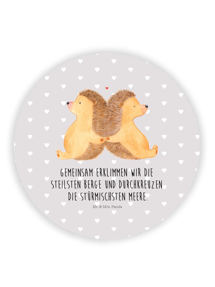 Magnet Igel händchenhaltend mit Spruch in Grau Pastell