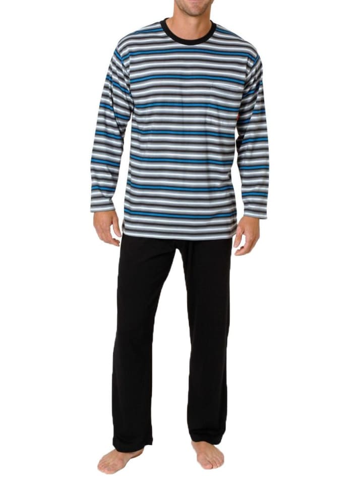 langarm Schlafanzug Pyjama Streifen - 71881 in blau