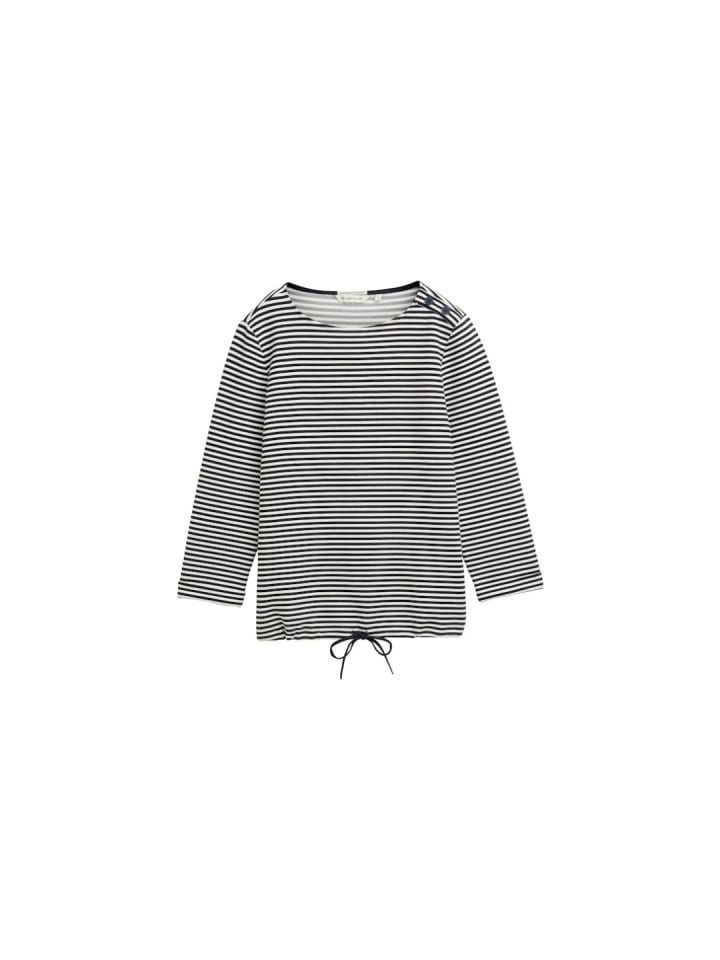 Langarmshirt in offwhite navy regular stripe