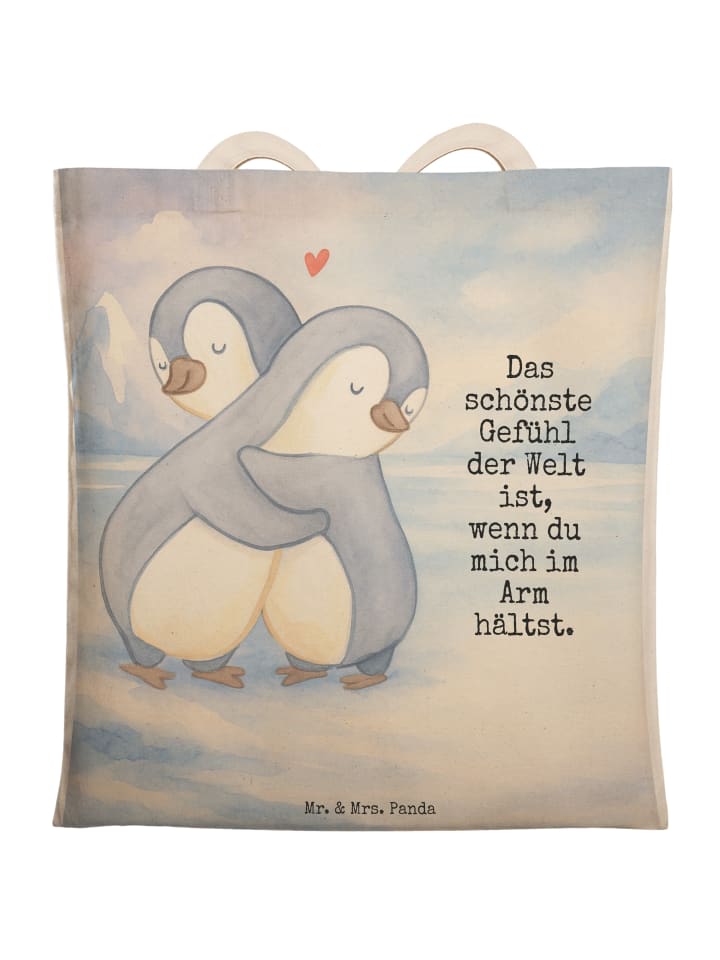 Shopper Pinguine Kuscheln Design mit Spruch in Weiß