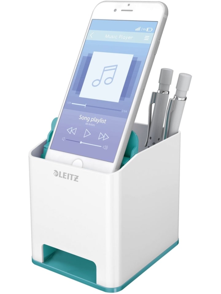 Stifteköcher Wow Duo Colour Sound weiß/eisblau