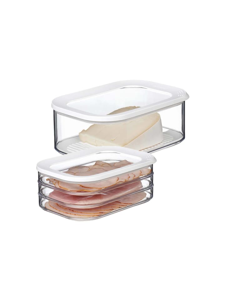 2er Set Frischhaltedosen Wurst und Käse Modula in in weiß