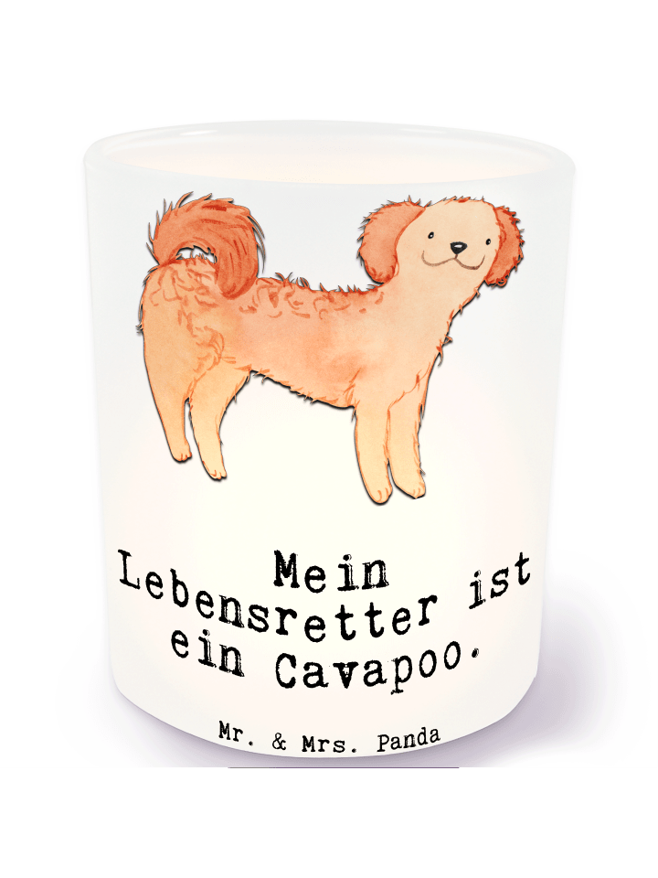 Windlicht Cavapoo Lebensretter mit Spruch in Transparent