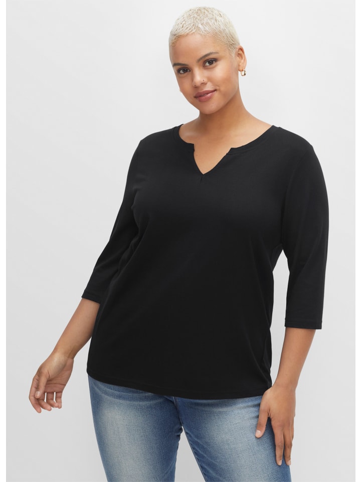 3/4-Arm-Shirt in schwarz