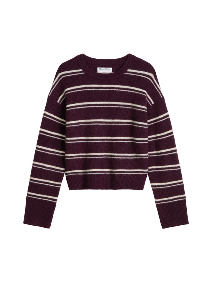 Gestreifter Strickpullover relaxed in Medium Brown Melange