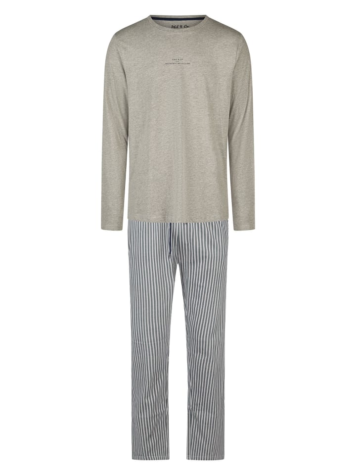 Pyjama Weekend Collection in grau melange/streifen