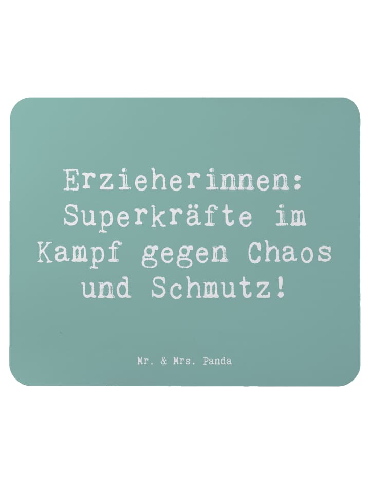 Mouse Pad Spruch Superheldin Erzieherin mit Spruch in Meeresbrise