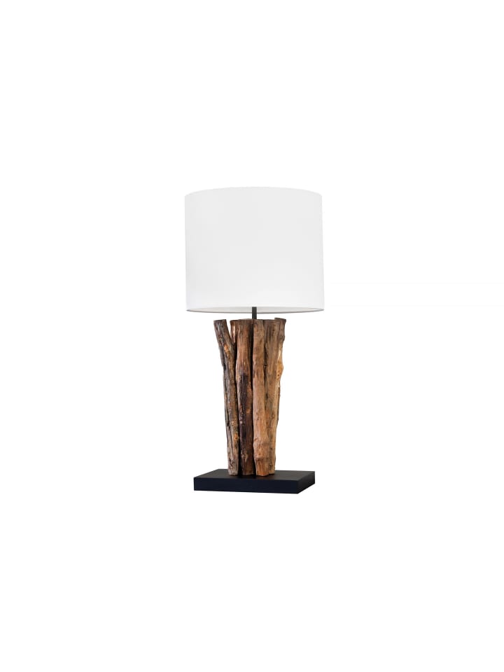 Tischlampe Ø 27 x (H)58 cm in Natur Weiß Schwarz