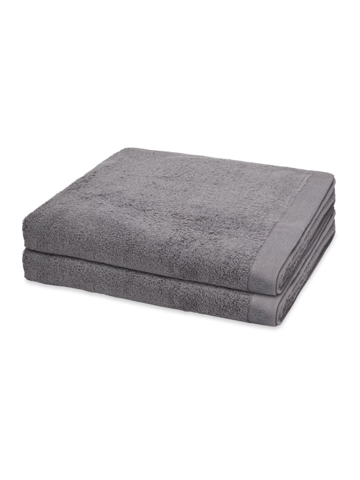 2 X Duschtuch im Set Doubleface Stripes in Grau