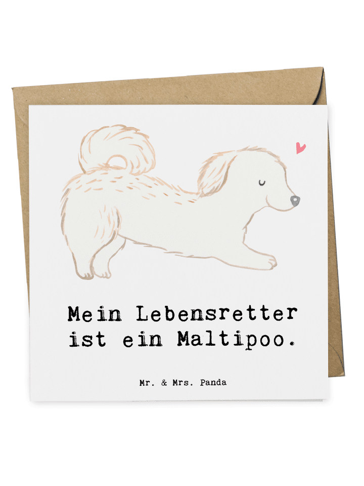 Deluxe Karte Maltipoo Lebensretter mit Spruch in Weiß