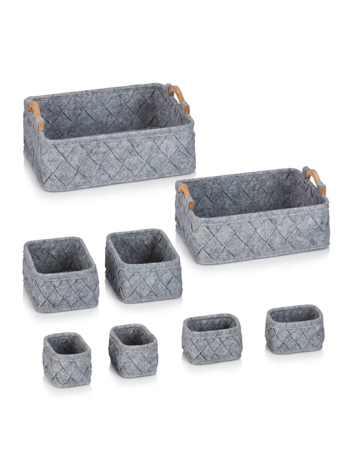8-tlg. Schrank-Organizer Set in Hellgrau