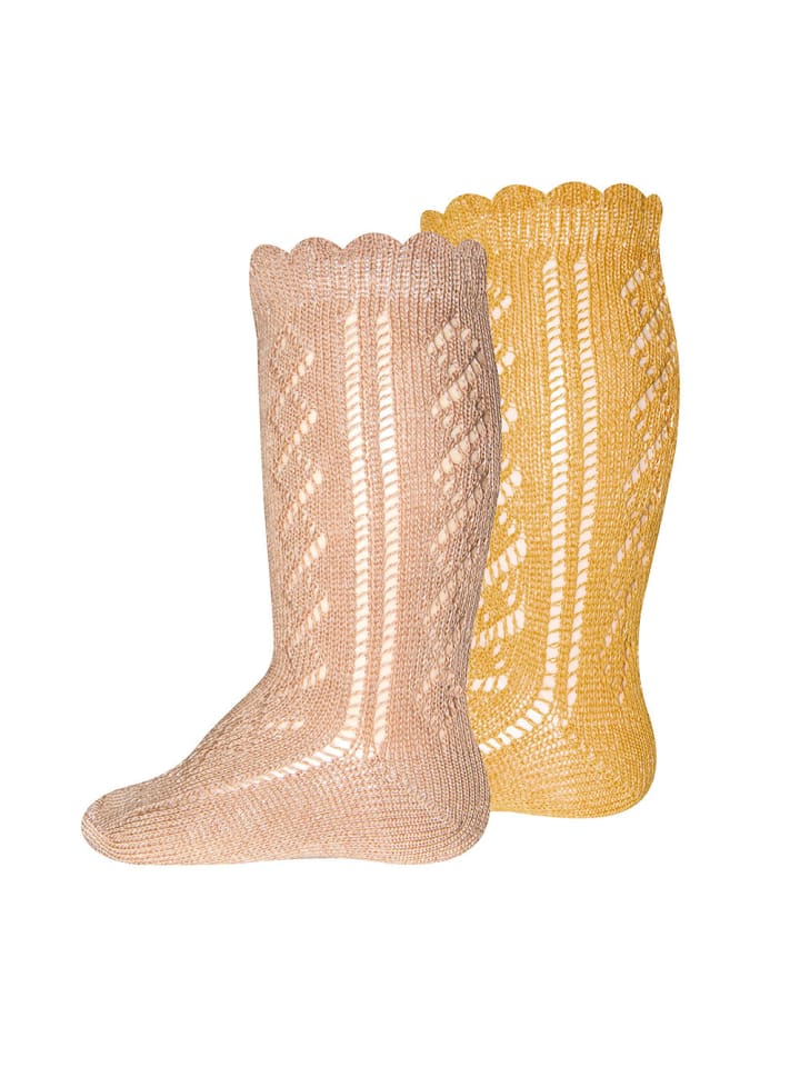 2er-Set Kniestrümpfe Traforato in camel- honey