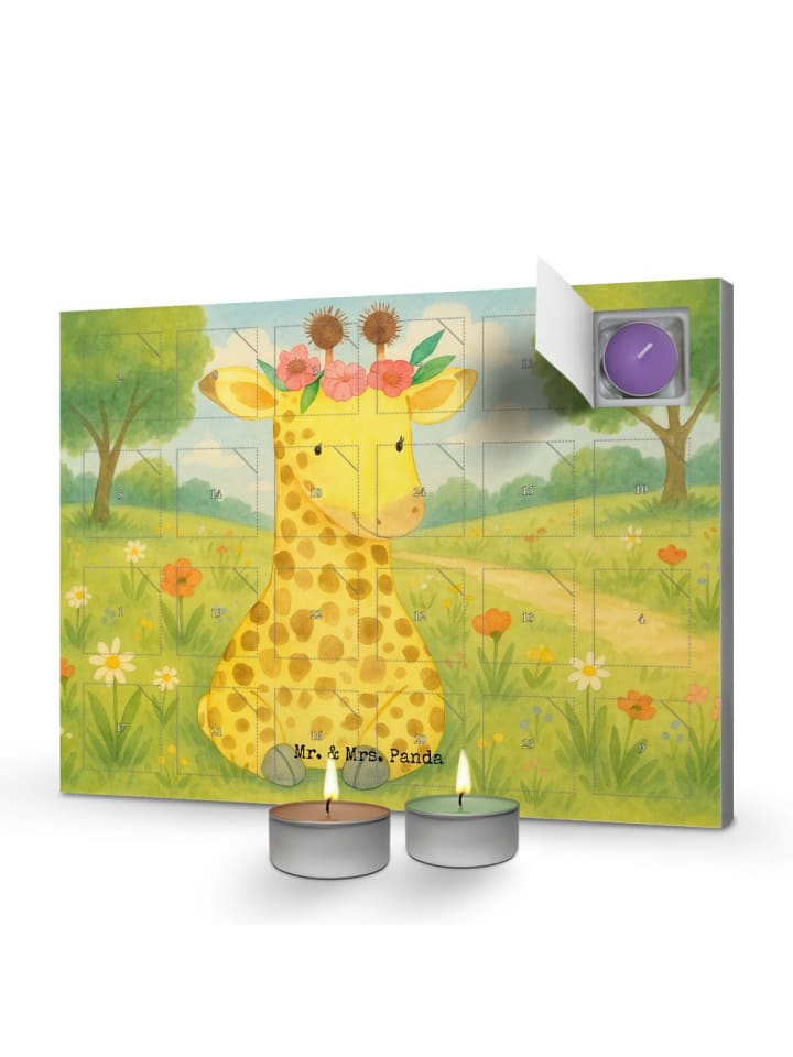 Adventskalender Giraffe Blumenkranz Design ohne... in Weiß