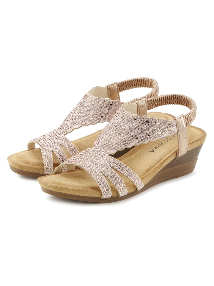 Keilsandalette in rosegoldfarben