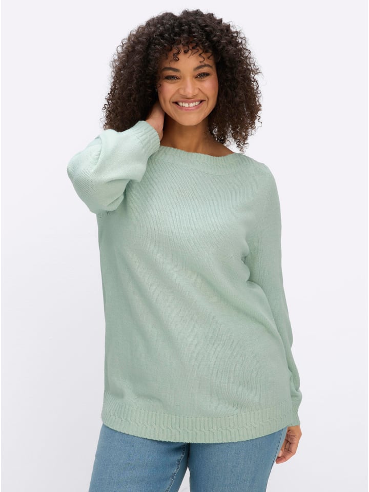 Langarm-Pullover in zartmint-meliert