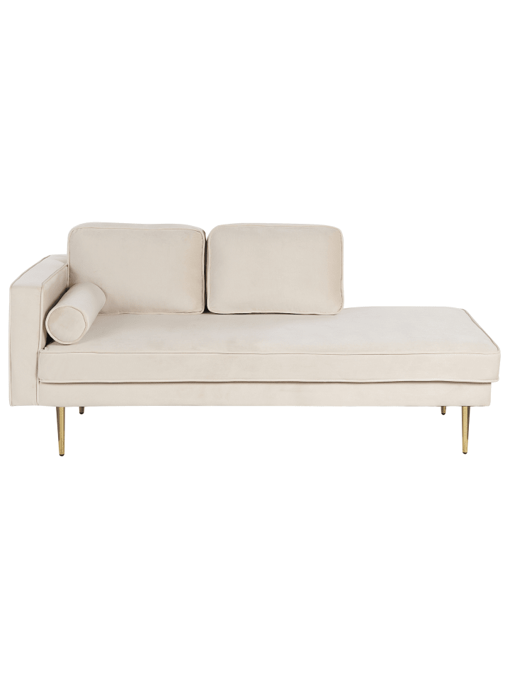 3-tlg Chaiselongue MIRAMAS in Beige/Gold linksseitig