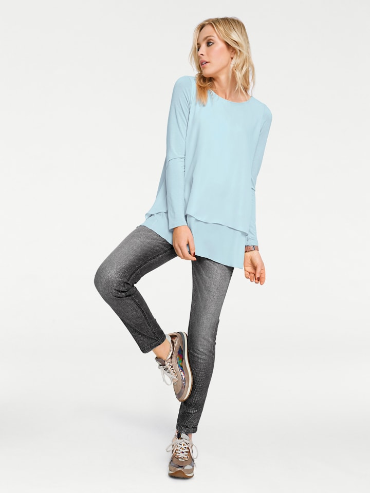 Rundhals-Shirt in hellblau