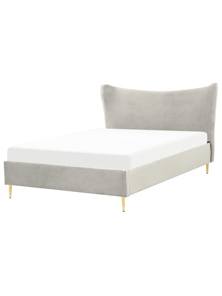 2-tlg Doppelbett CHALEIX in Grau/Gold