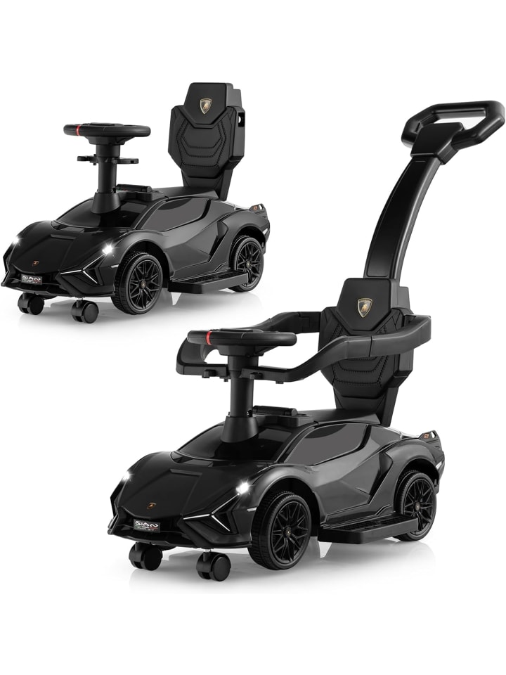 3-in-1 Lamborghini Rutschauto in Schwarz
