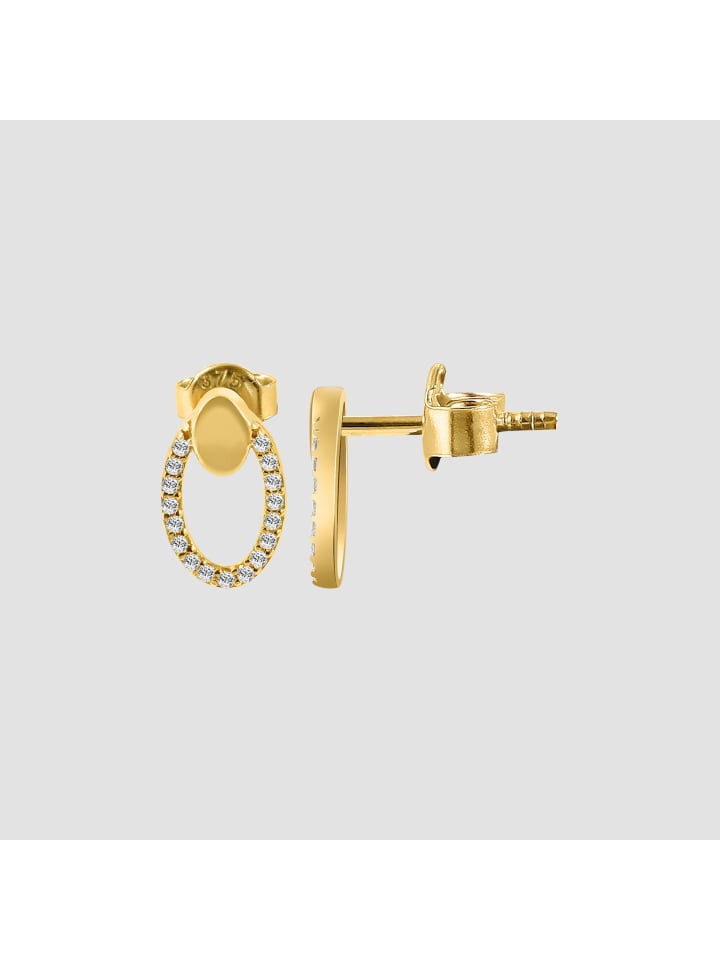 Damen Ohrringe – Ohrstecker aus 375 Gold mit Zirkonia in gold
